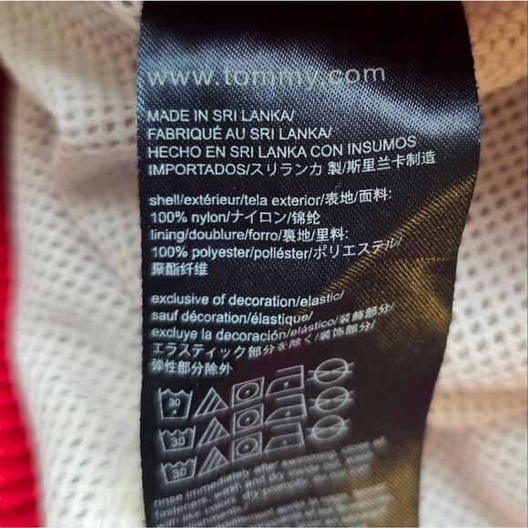 F Tommy Hilfiger Red Navy Colorblock Swim Trunks Shorts Mens Size L Preppy - Picture 10 of 10